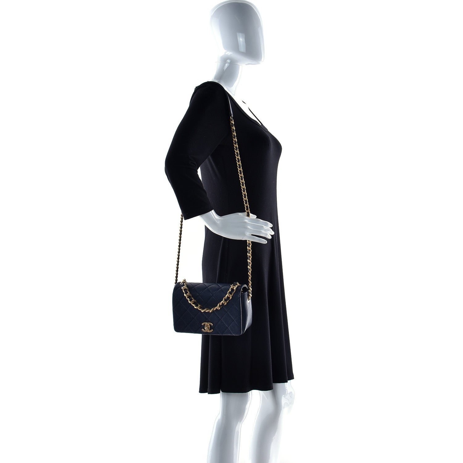 Chanel Caviar Quilted Small Fashion Therapy Flap Bag Navy Blue 2 of 9