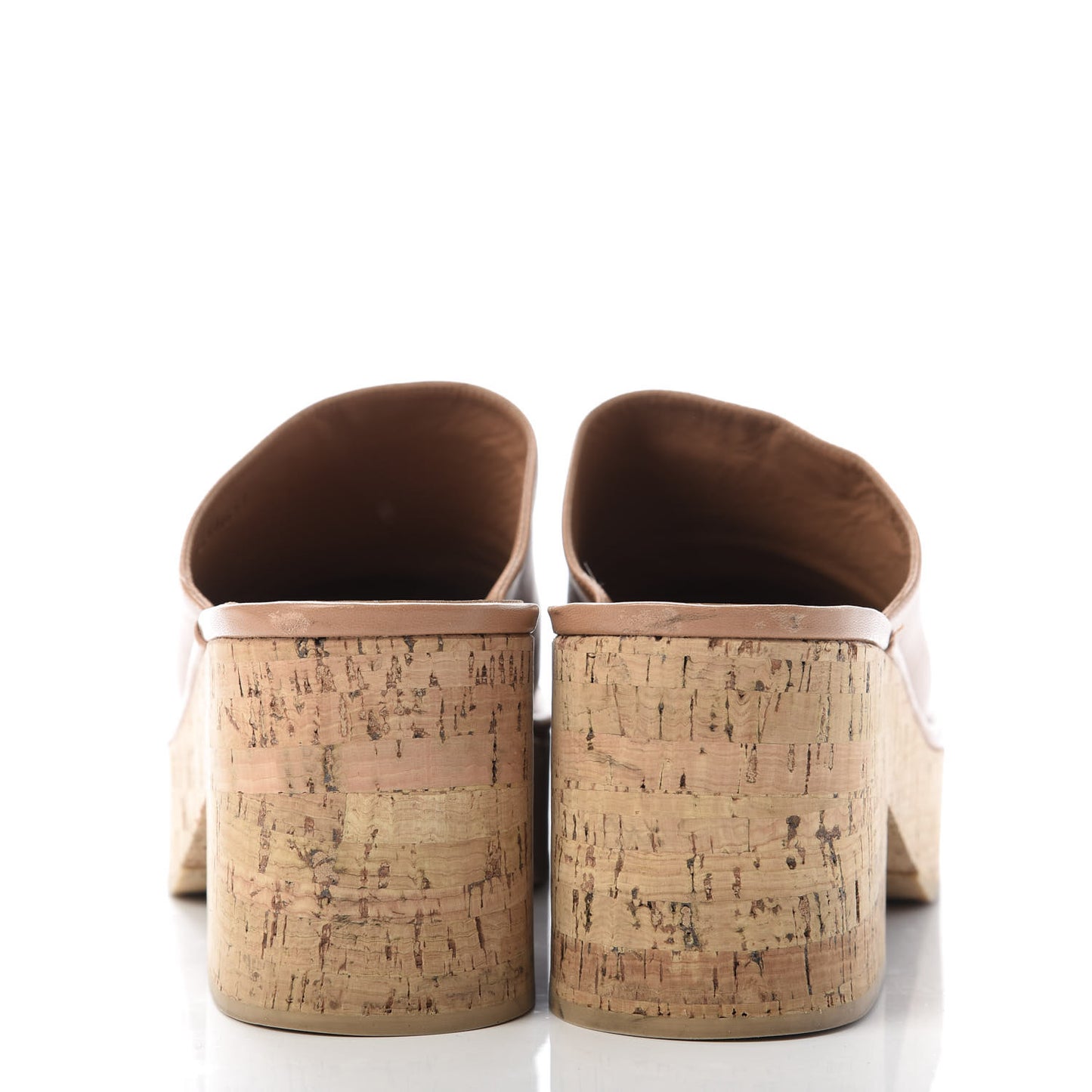 Calfskin Cork Cap Toe CC Clogs 41 Beige Burgundy