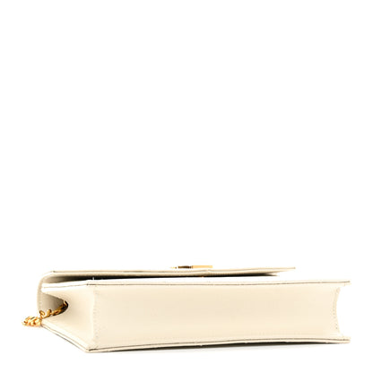 Saint Laurent Grain De Poudre Matelasse Chevron Monogram Envelope Chain Wallet Crema Soft 4 of 10