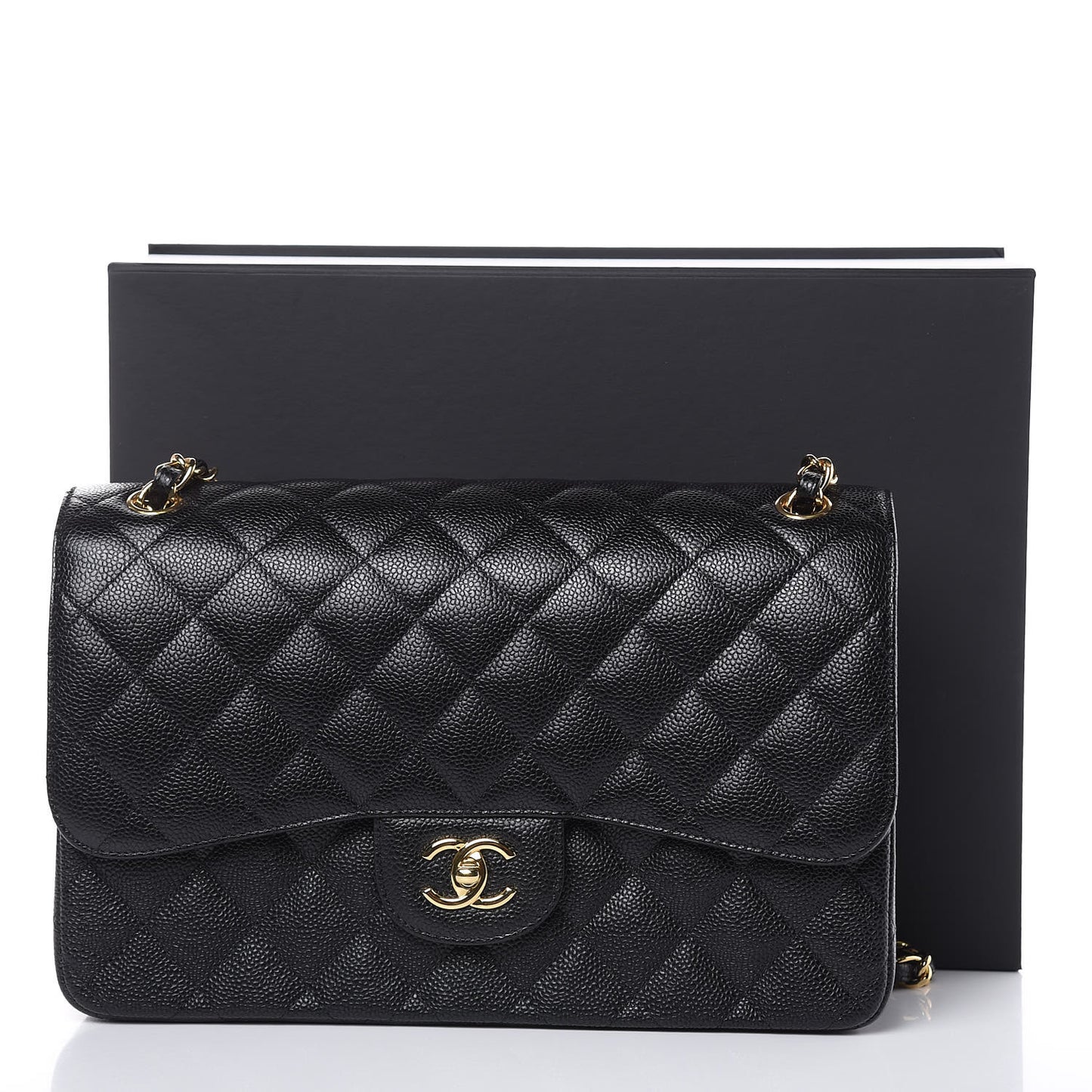 Caviar Quilted Jumbo Double Flap Black