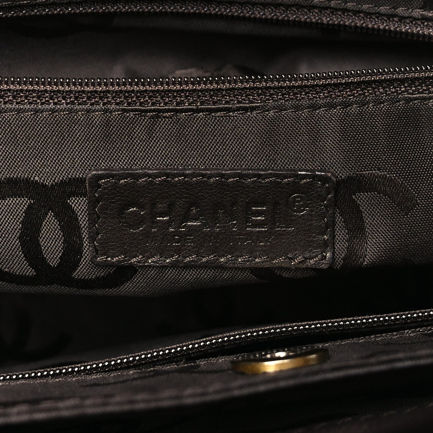 Suede Caviar Stitched CC Shoulder Bag Brown