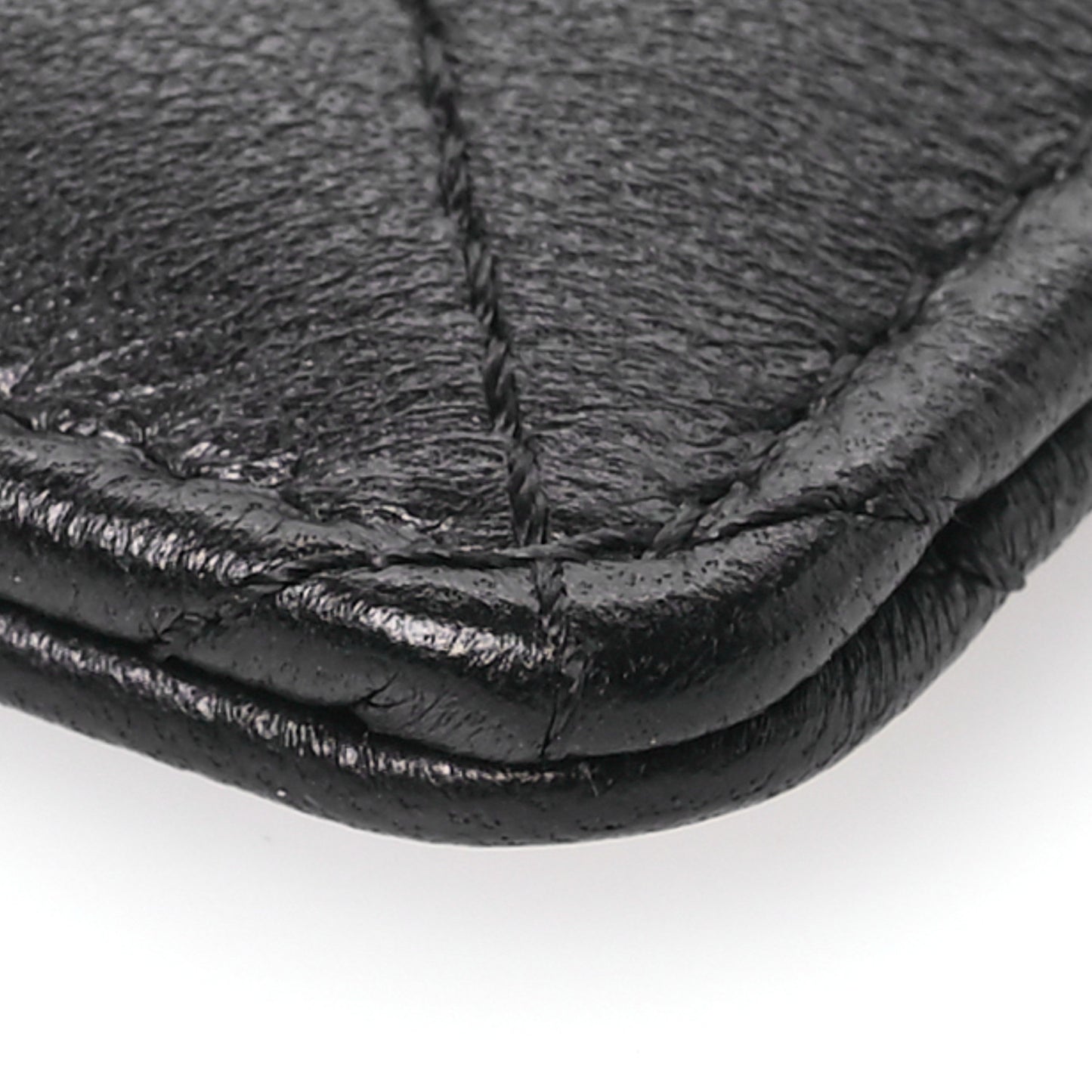Lambskin Quilted Card Holder On Chain Black