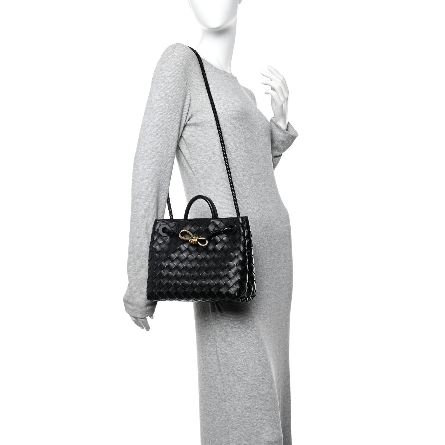 Nappa Intrecciato Small Andiamo Shoulder Bag Black