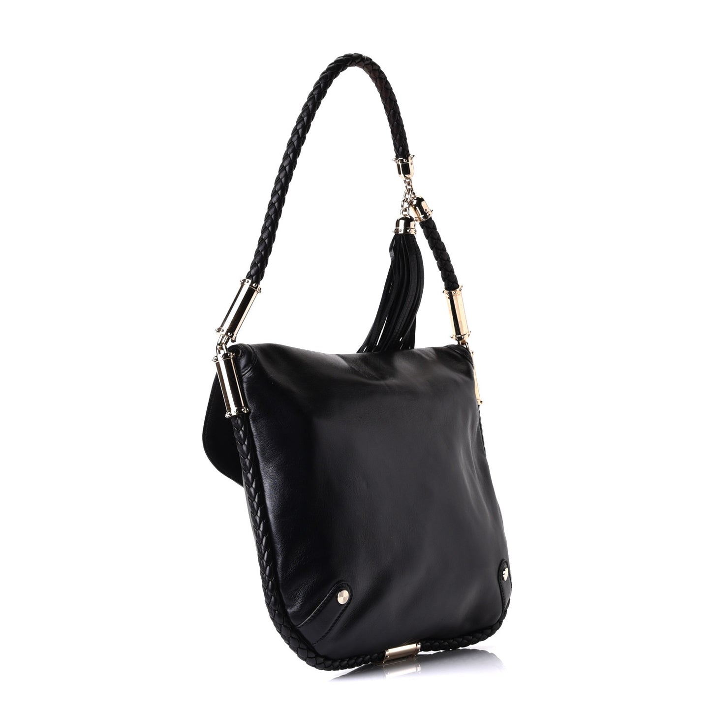 Calfskin Medium Britt Tassel Shoulder Bag Black