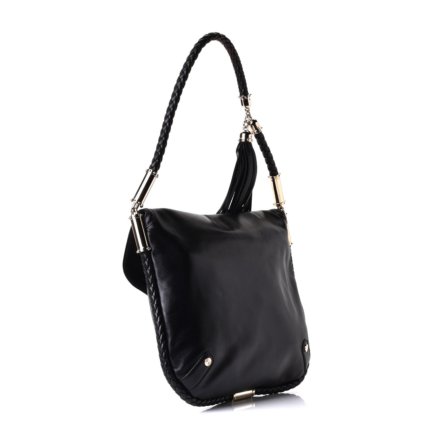 Gucci Calfskin Medium Britt Tassel Shoulder Bag Black 2 of 5