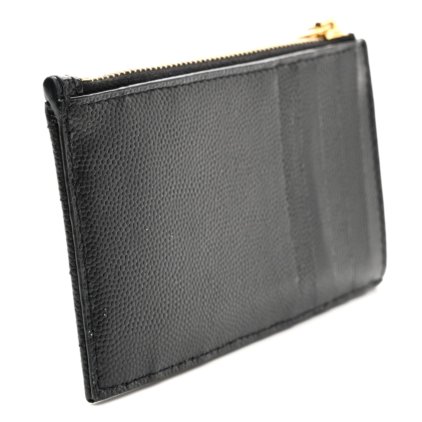 Grain De Poudre Matelasse Chevron Monogram Fragments Zippered Card Case Black