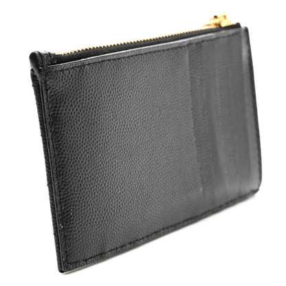 Saint Laurent Grain De Poudre Matelasse Chevron Monogram Fragments Zippered Card Case Black 3 of 10