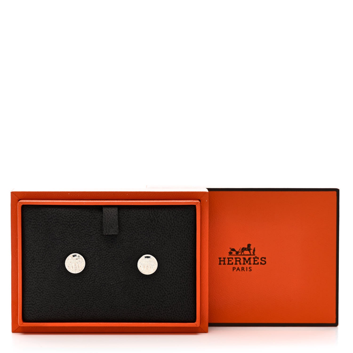 Hermes Sterling Silver TPM Ex-Libris Earrings 5 of 5
