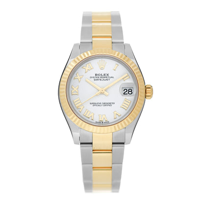 Rolex Stainless Steel 18K Yellow Gold 31mm Oyster Perpetual Datejust Watch White Roman 278273 1 of 5