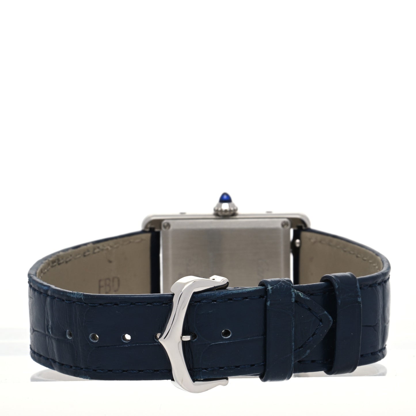 Stainless Steel Alligator 25mm Must de Cartier Tank Quartz Watch Blue