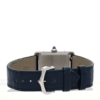 Cartier Stainless Steel Alligator 25mm Must de Cartier Tank Quartz Watch Blue 3 of 5