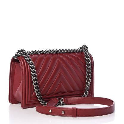 Chanel Calfskin Chevron Quilted Medium Boy Flap Dark Red 3 of 18
