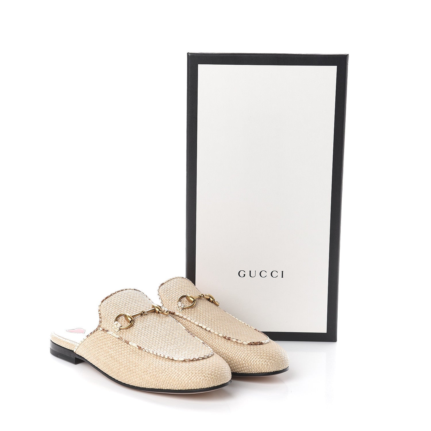 Gucci Straw Elaphe Womens Princetown Slippers 36.5 Natural Cream Brown 8 of 8