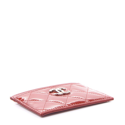 Chanel Patent Quilted Brilliant Card Holder Red 3 of 9
