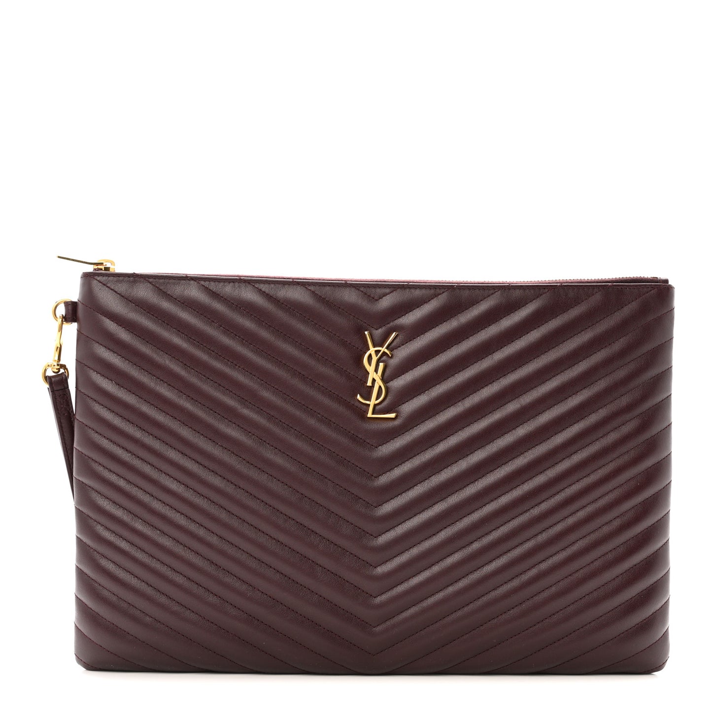 Calfskin Matelasse Chevron Monogram Document Holder Amaranto