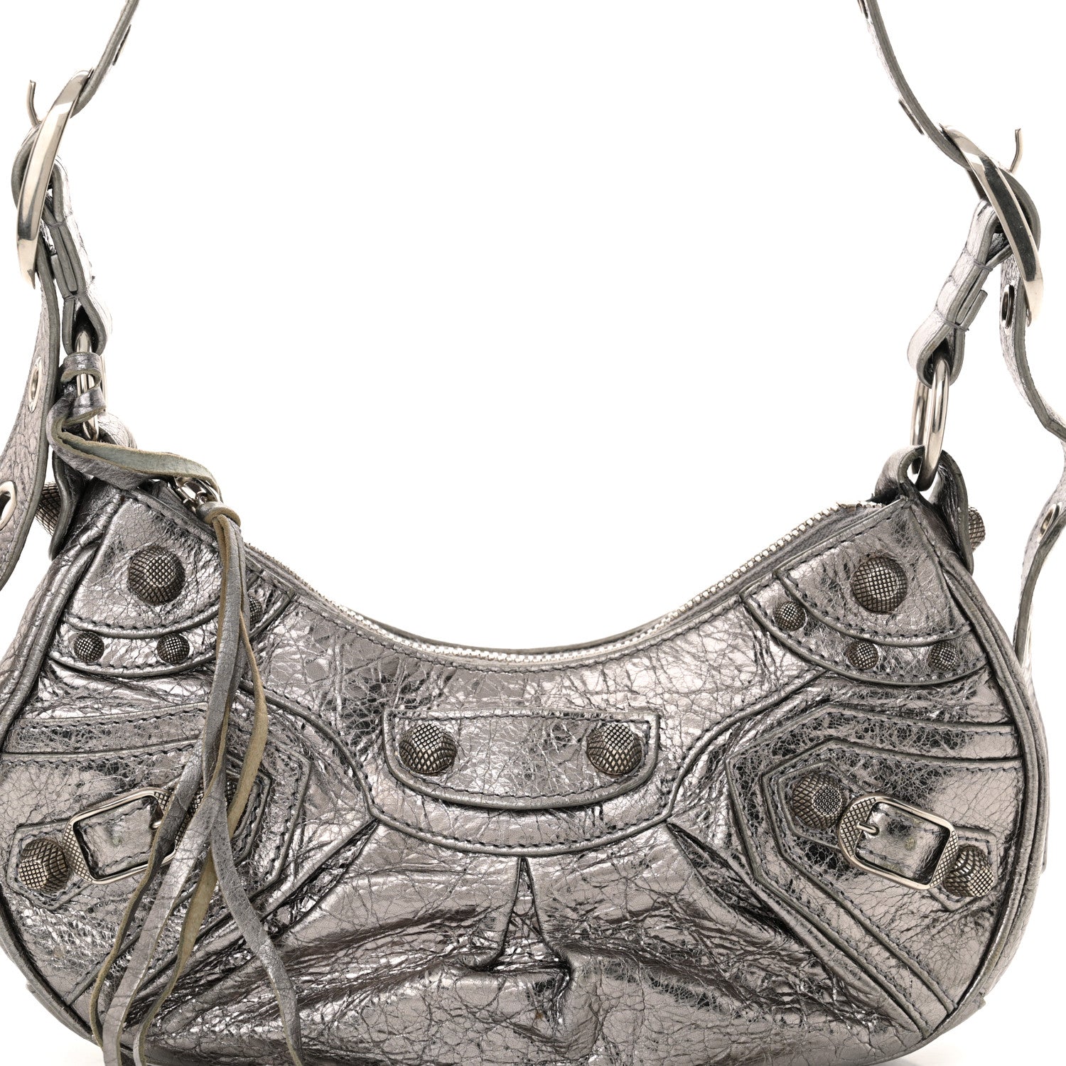 Balenciaga Metallic Agneau Arena Le Cagole Shoulder Bag XS Silver 9 of 14