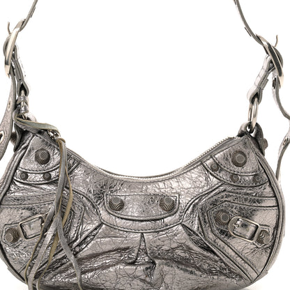 Balenciaga Metallic Agneau Arena Le Cagole Shoulder Bag XS Silver 9 of 14