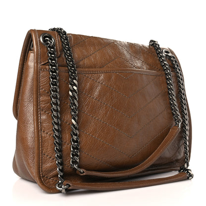 Saint Laurent Crinkled Calfskin Matelasse Monogram Medium Niki Chain Satchel Tan Brown 3 of 9