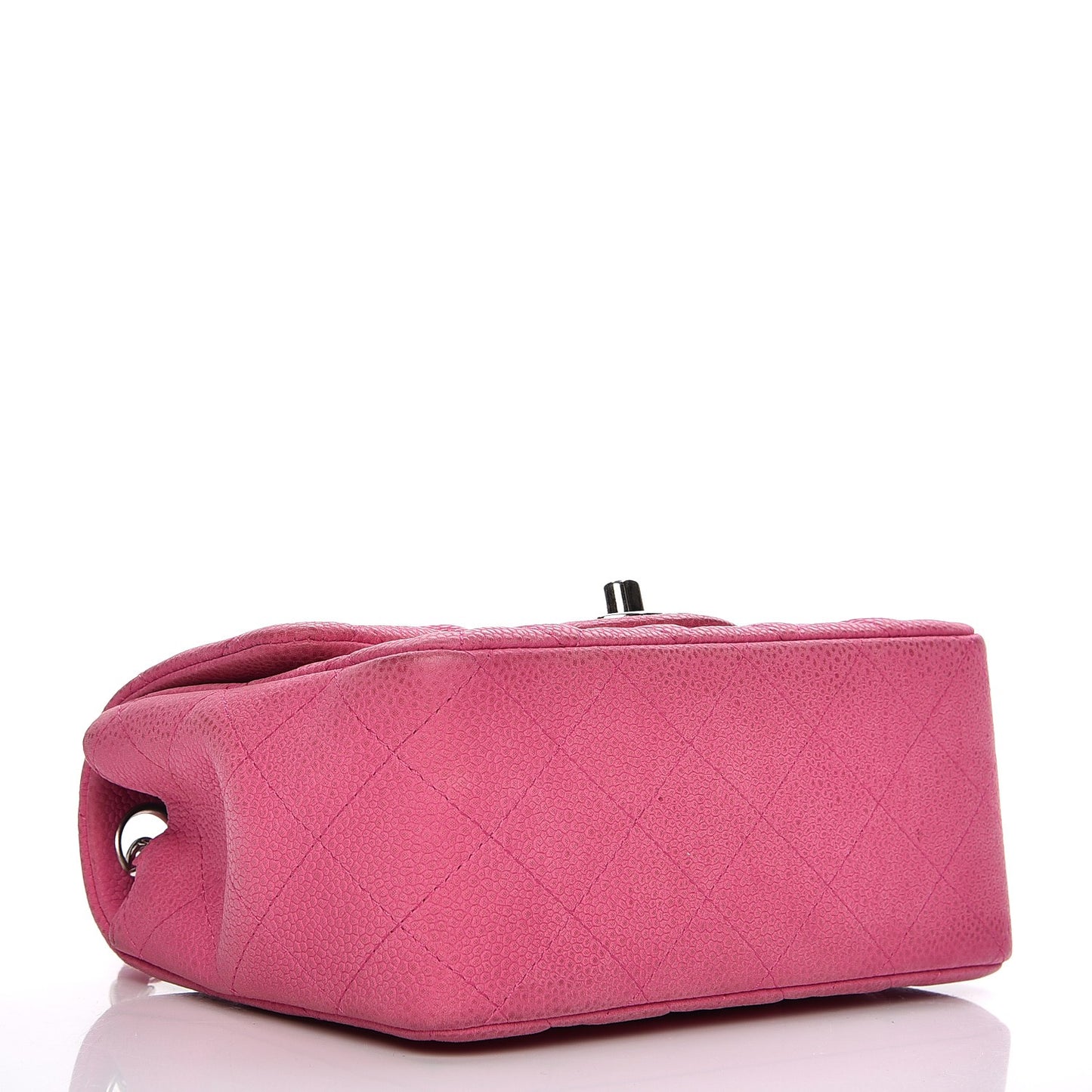 Iridescent Caviar Quilted Mini Square Flap Hot Pink