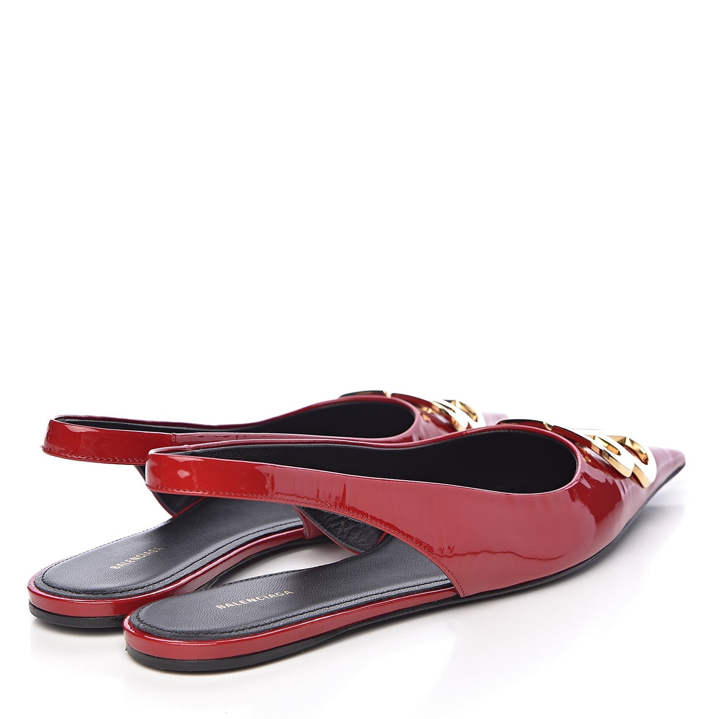 Patent BB Knife Pointy Toe Slingback Flats 38.5 Rouge Cardinal