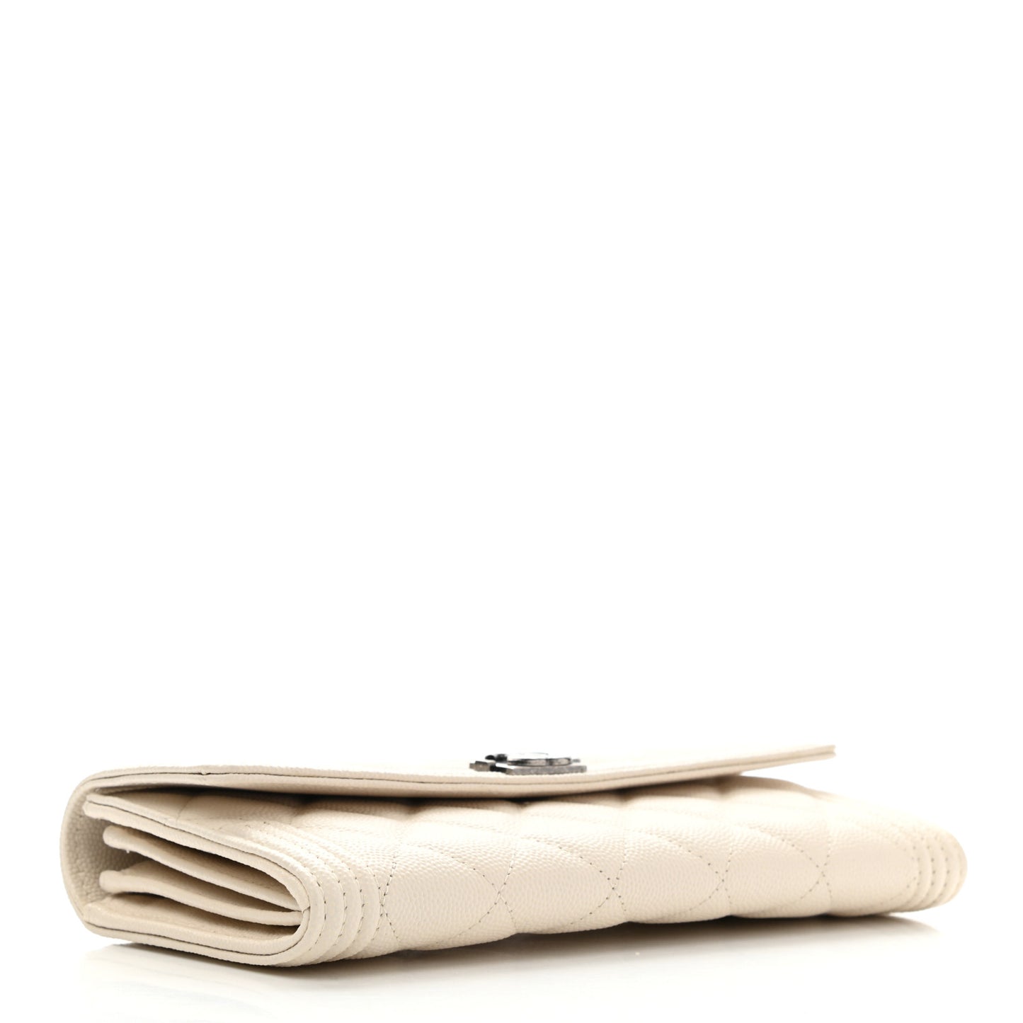 Caviar Quilted Large Boy Gusset Flap Wallet White