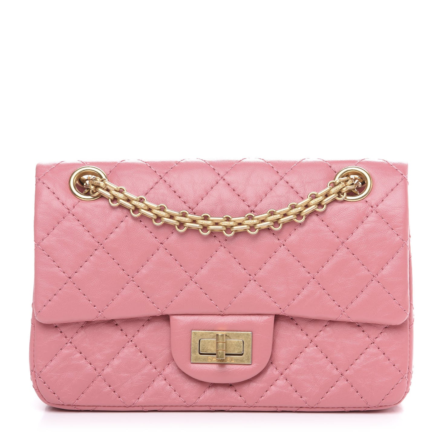 Aged Calfskin Quilted 2.55 Reissue Mini Flap Pink