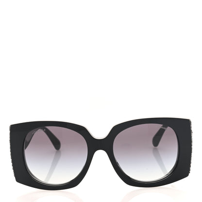 Chanel Acetate Sequin Rectangle Sunglasses 71407 Black 2 of 8