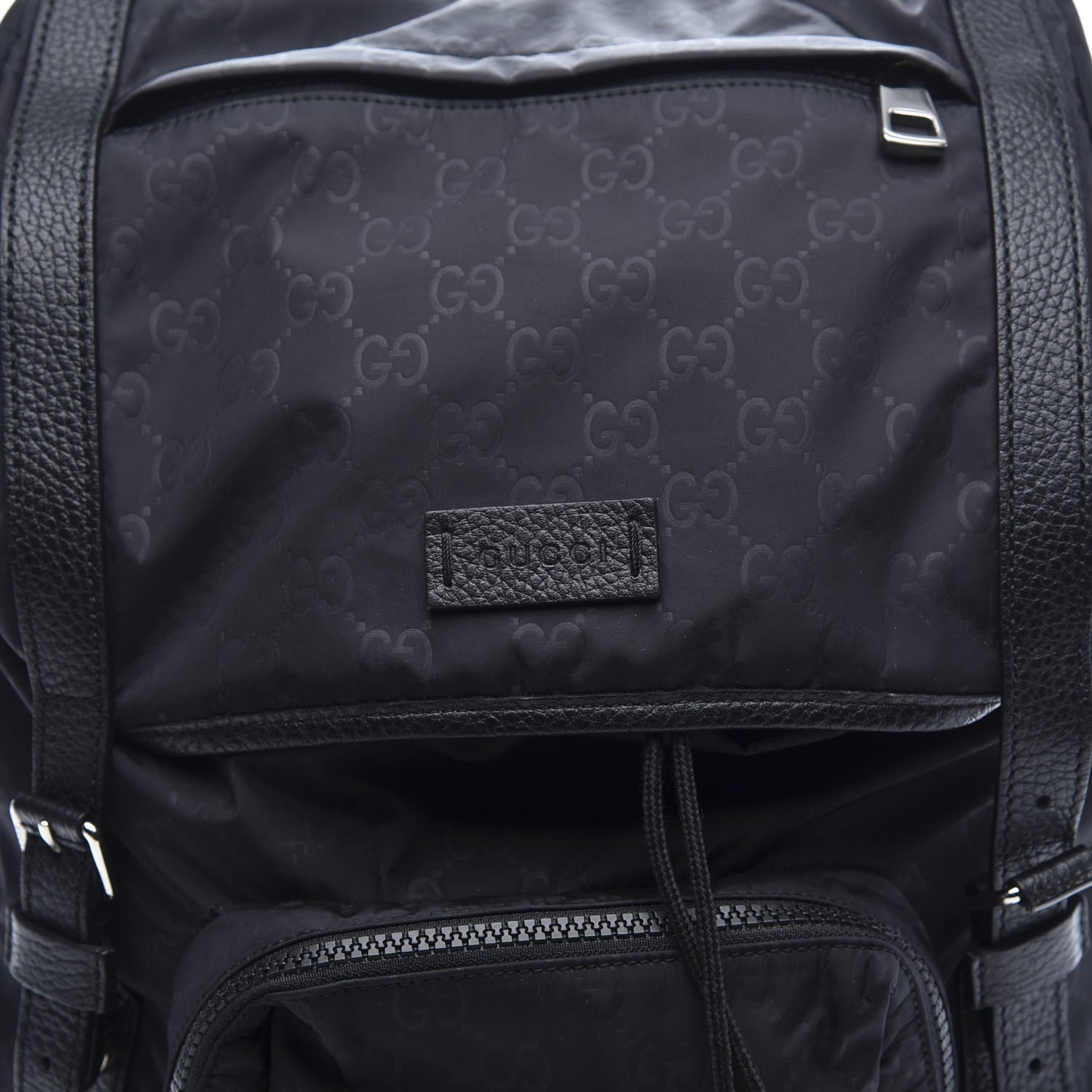 Gucci Nylon Monogram Medium Light Double Buckle Backpack Black 10 of 10