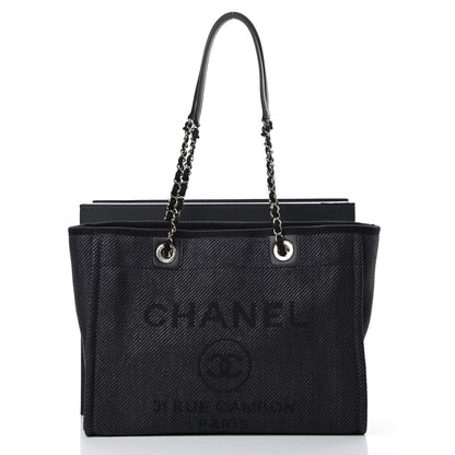 Chanel Mixed Fibers Calfskin Small Deauville Tote Black 12 of 12