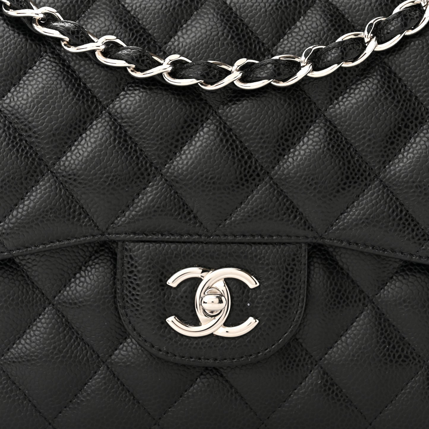 Caviar Quilted Jumbo Double Flap Black