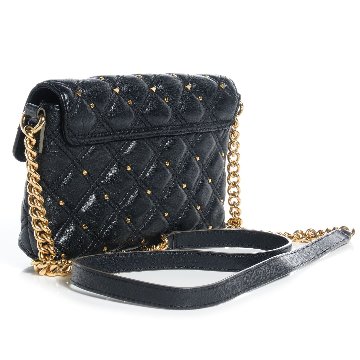 Leather Stardust Crossbody Flap Black