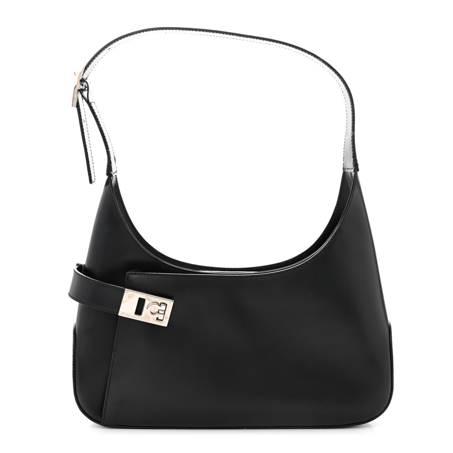Soft Calfskin Gancini Hobo Black