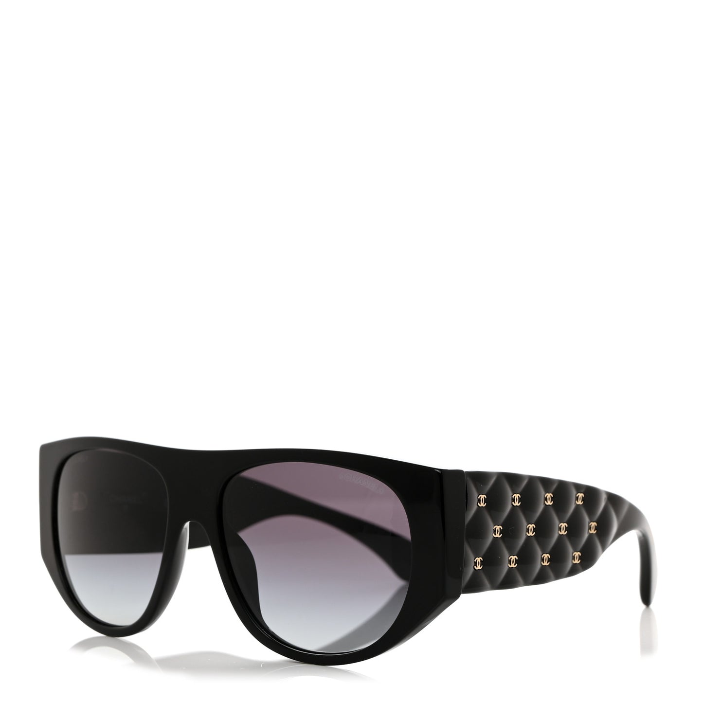Acetate Quilted CC Pilot Sunglasses 71465 Black