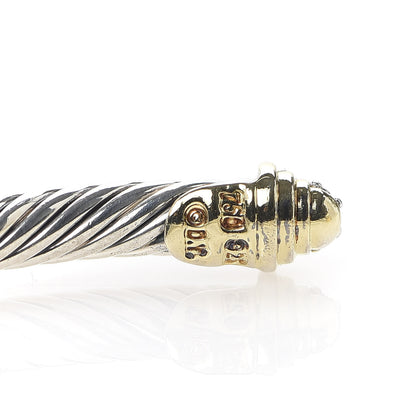 David Yurman Sterling Silver 18K Yellow Gold Diamond 4mm Cable Kids Bracelet 5 of 5