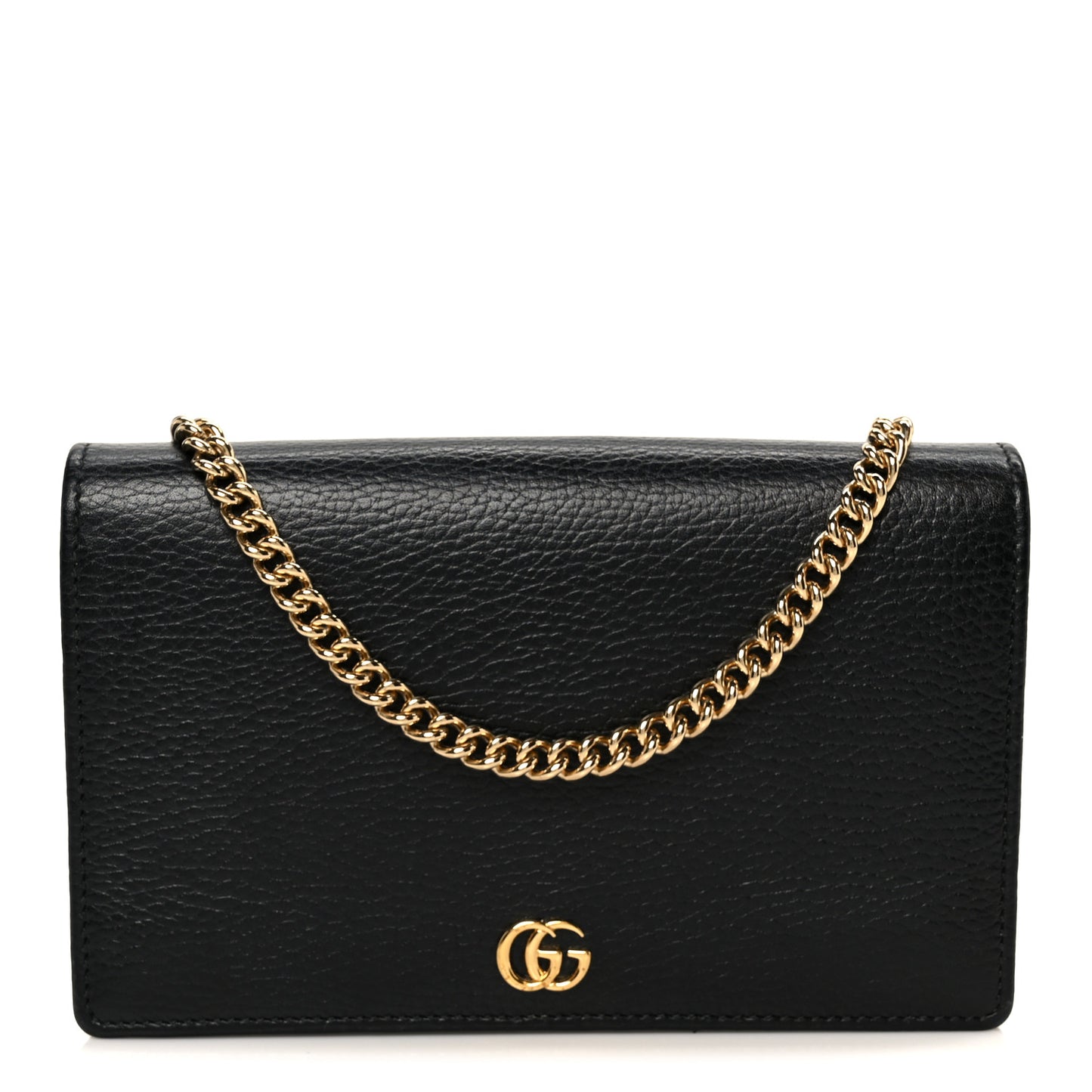 Calfskin Mini GG Marmont Chain Wallet Black
