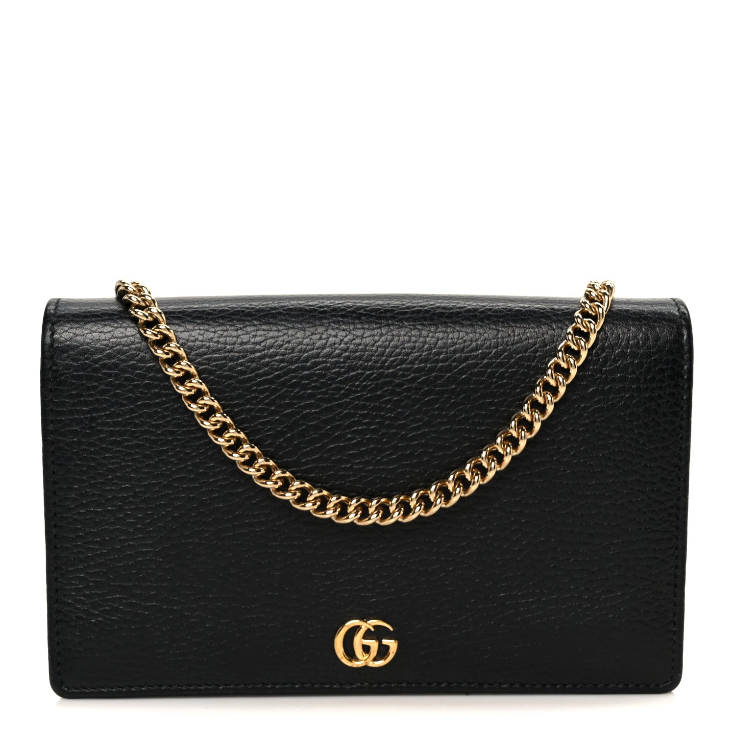 Gucci Calfskin Mini GG Marmont Chain Wallet Black 1 of 13