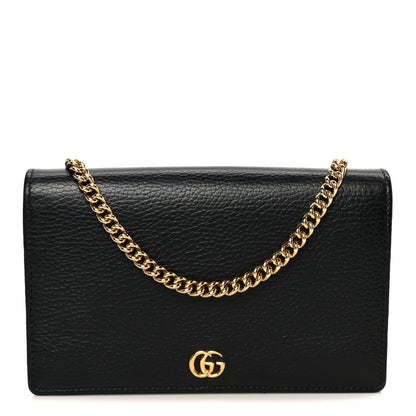 Gucci Calfskin Mini GG Marmont Chain Wallet Black 1 of 13