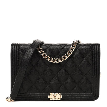 Chanel Caviar Quilted Boy Wallet On Chain WOC Black 1 of 5