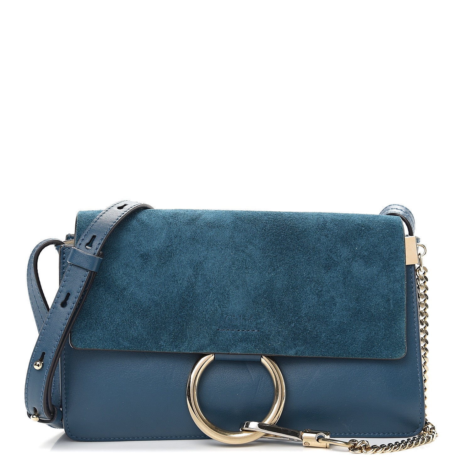 Chloe Suede Calfskin Small Faye Shoulder Bag Majolica Blue 1 of 9