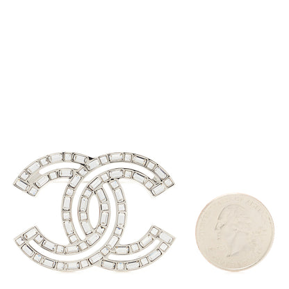Chanel Baguette Crystal CC Brooch Silver 2 of 5