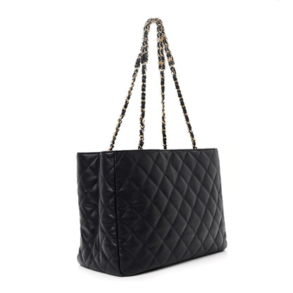 Chanel Caviar Quilted Small Shopping Tote Navy Blue 3 of 11