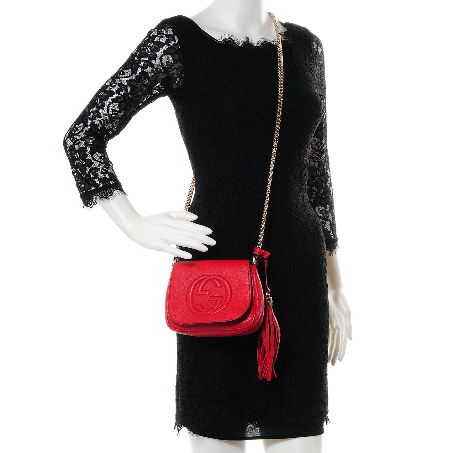 Pebbled Calfskin Small Soho Flap Crossbody Red