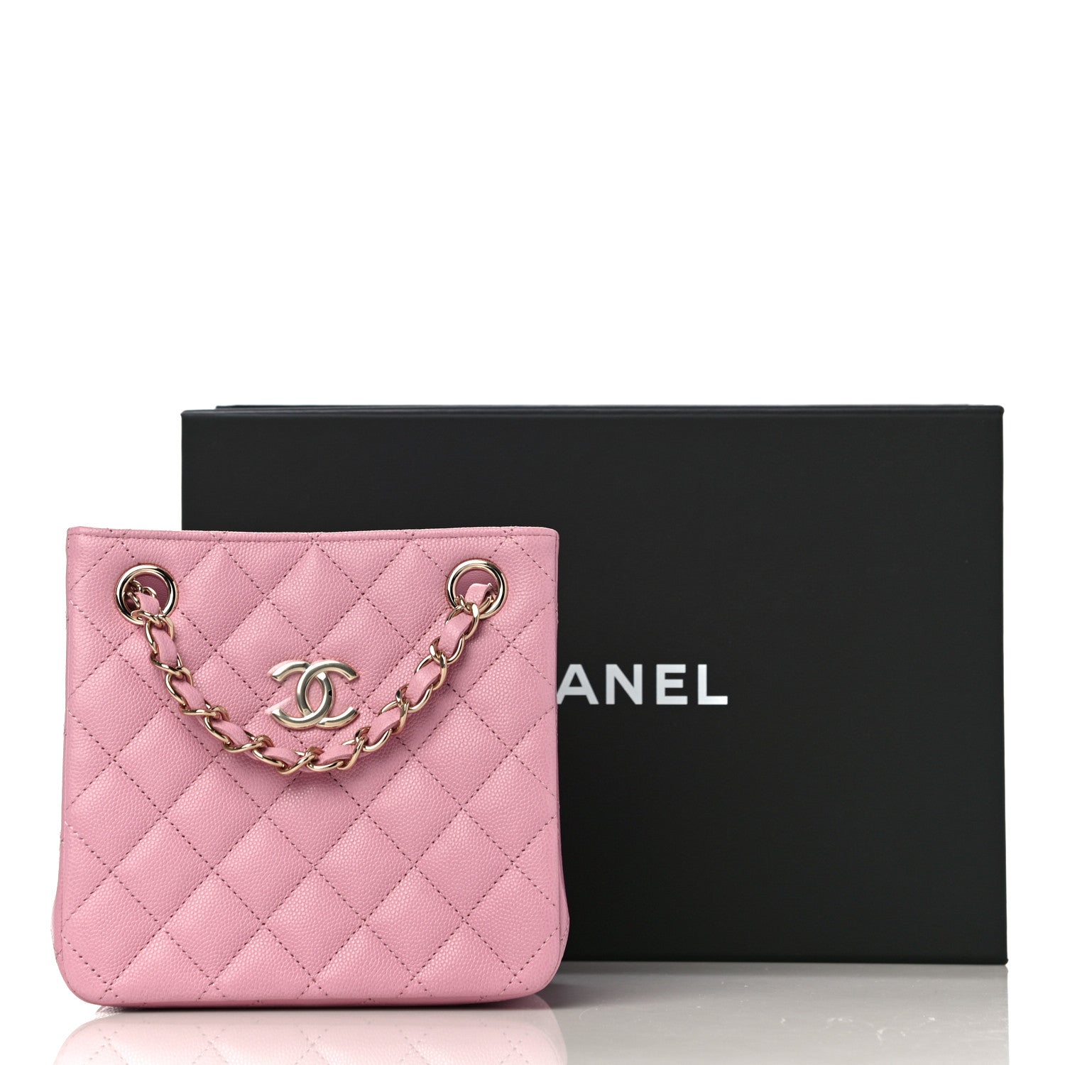 Chanel Caviar Quilted Mini Bucket Bag Pink 10 of 10