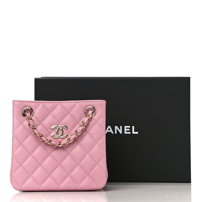 Chanel Caviar Quilted Mini Bucket Bag Pink 10 of 10