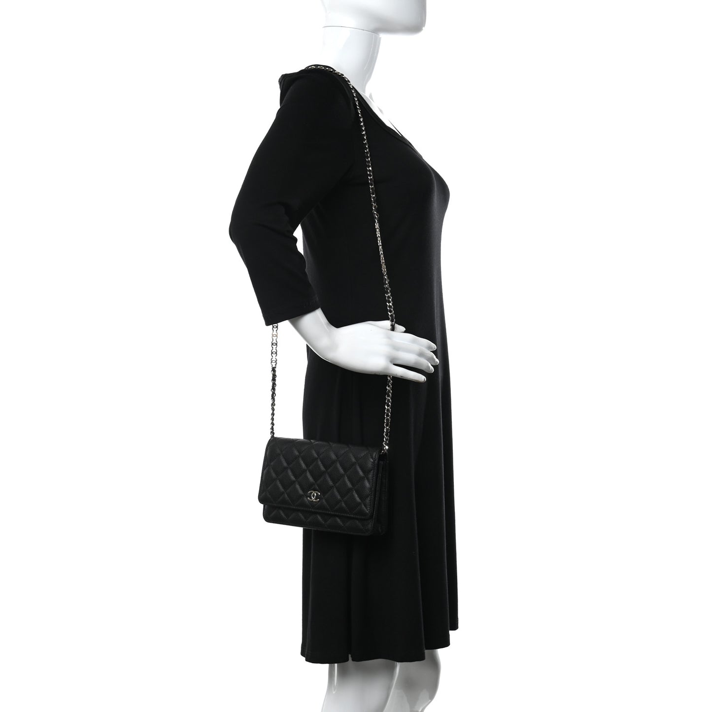 Caviar Quilted Tiny CC Wallet On Chain WOC Black