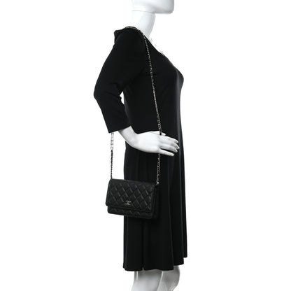 Chanel Caviar Quilted Tiny CC Wallet On Chain WOC Black 2 of 11