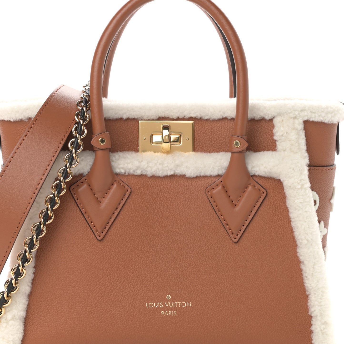 Grained Calfskin Shearling On My Side PM Caramel