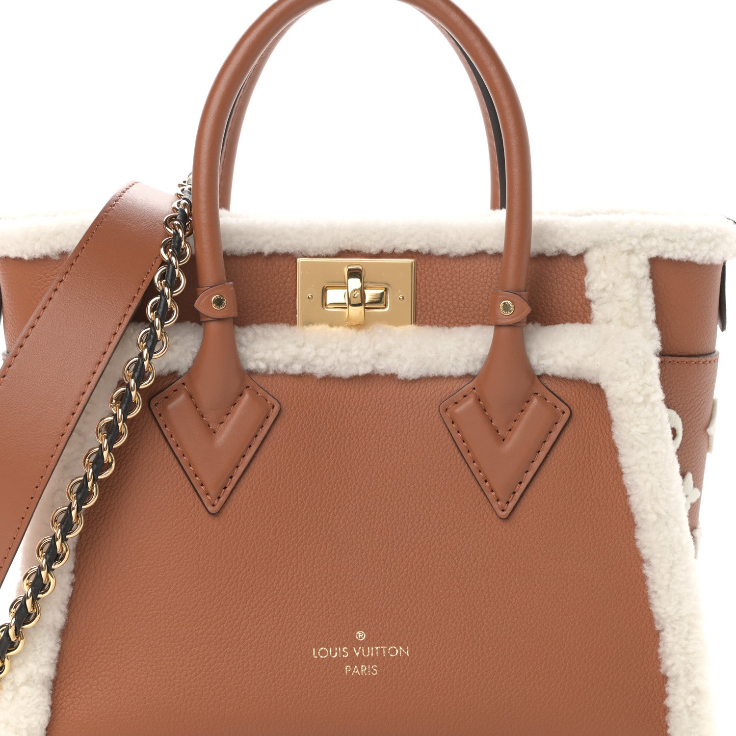Louis Vuitton Grained Calfskin Shearling On My Side PM Caramel 7 of 10