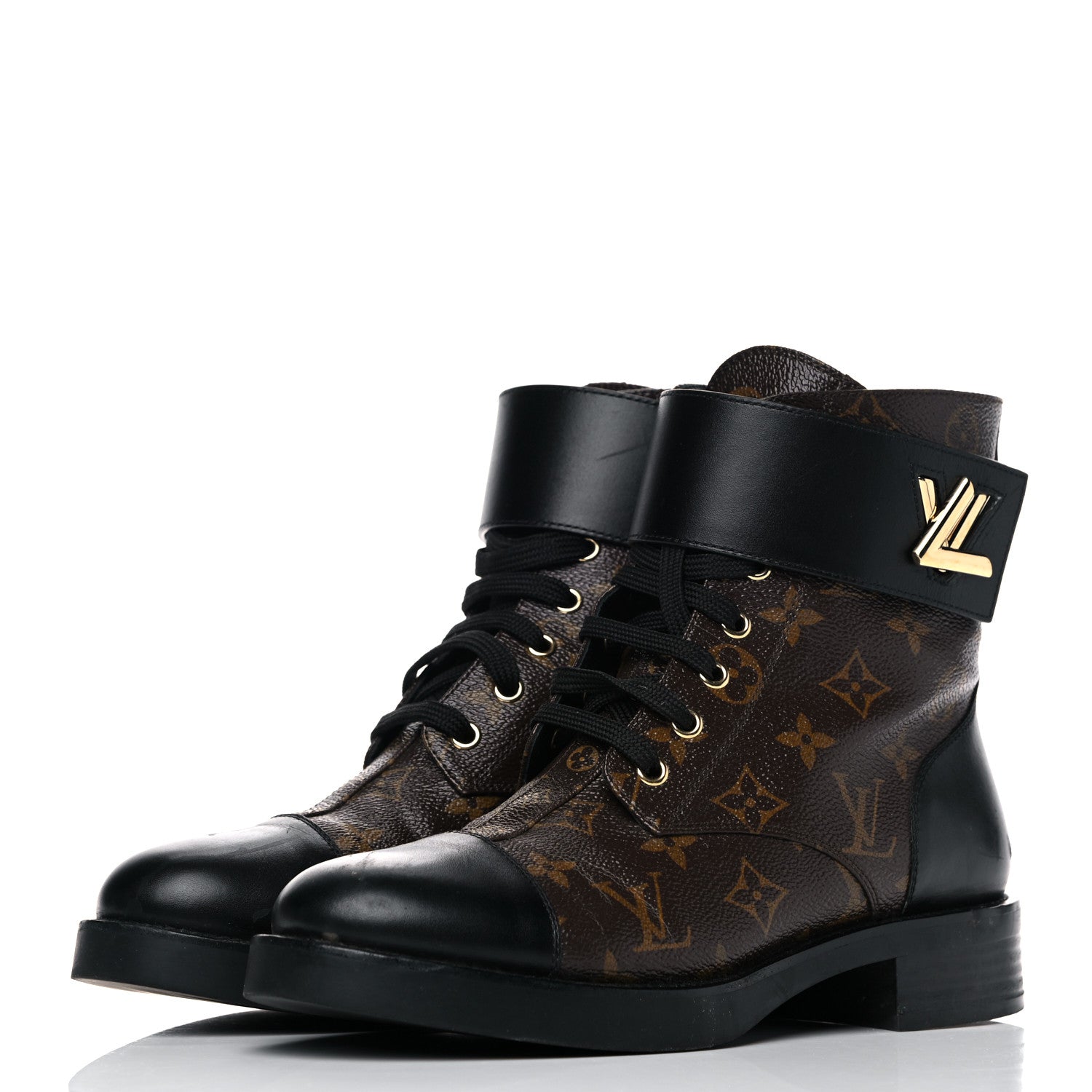 Louis Vuitton Calfskin Monogram Wonderland Flat Ranger Boots 39 Black 3 of 19