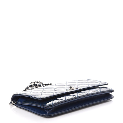 Chanel Patent Calfskin Quilted Reissue Wallet On Chain WOC Dark Navy Blue 4 of 9